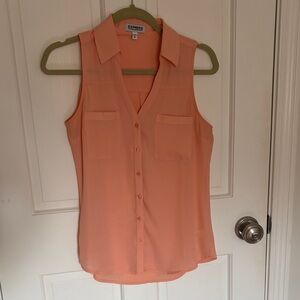 Express Portofino Coral Button-Down Blouse